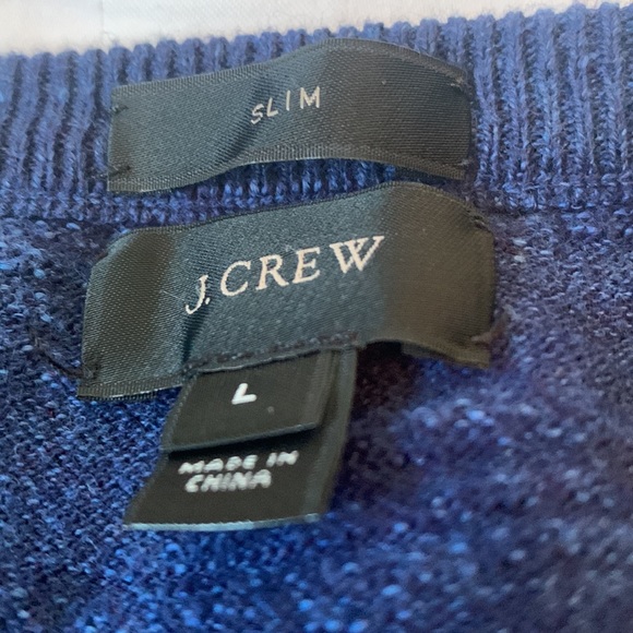 J Crew medium blue marled cotton slim fit V neck sweater EUC - Picture 2 of 4